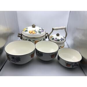 Vintage Essence tabletops unlimited set-casserole/pot,kettle,mixing Bowls Used
